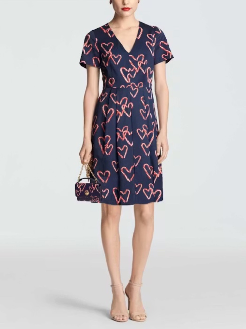 Draper James Women’s Navy Candy Cane Pleated Dress